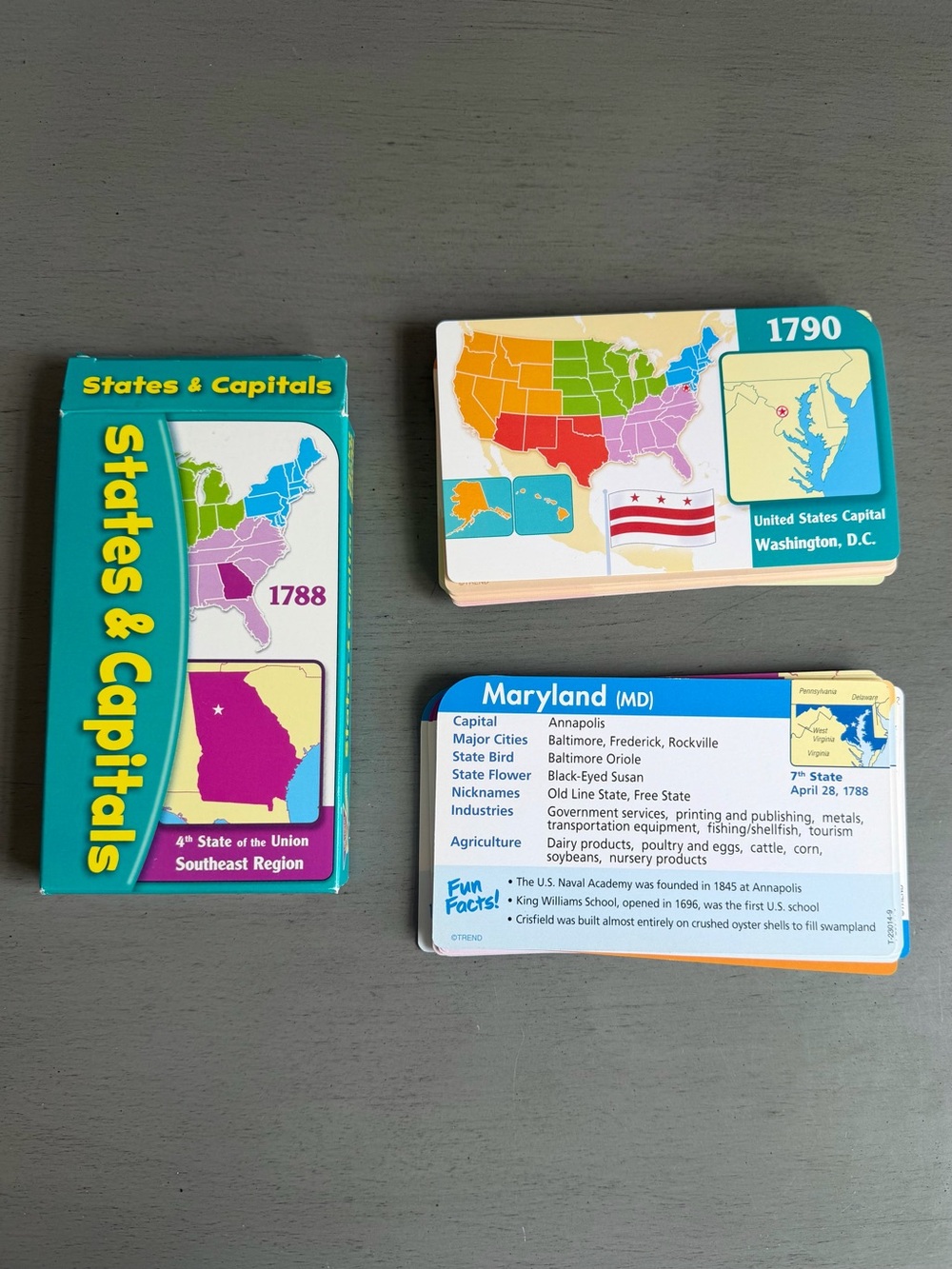 States & Capitals Pocket Flash Cards Geography Home School Kids Educators NEW